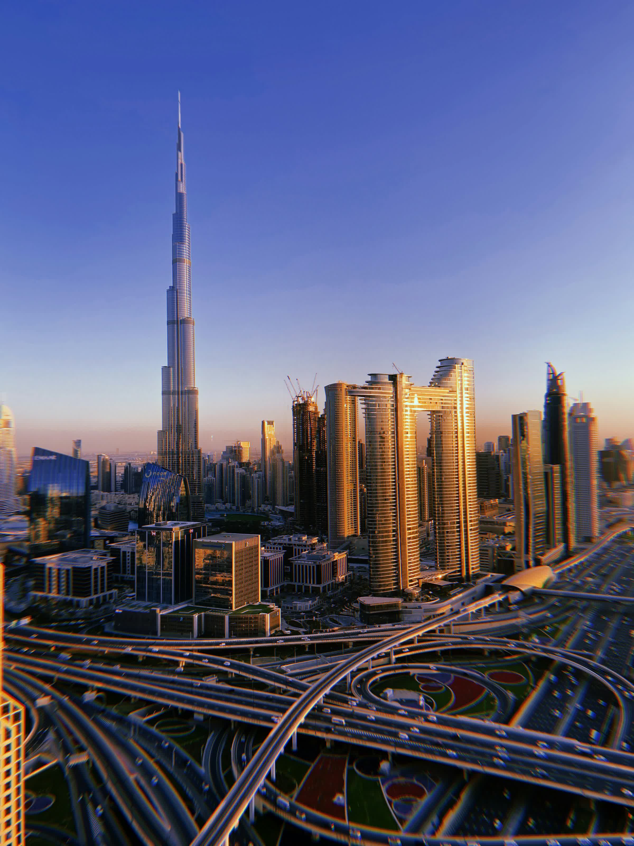 Dubai skyline at golden hour